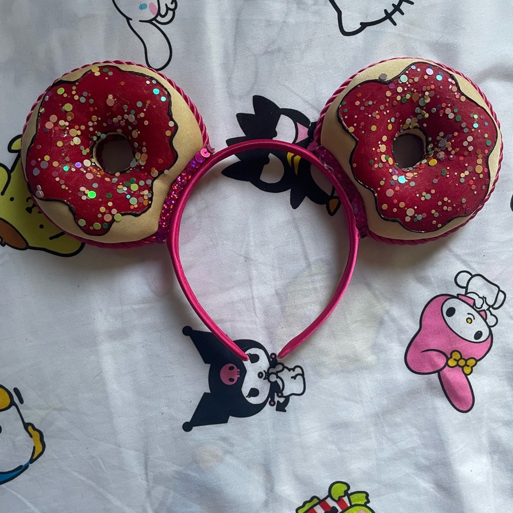 Custom Pink Donut Mouse Ears Headband